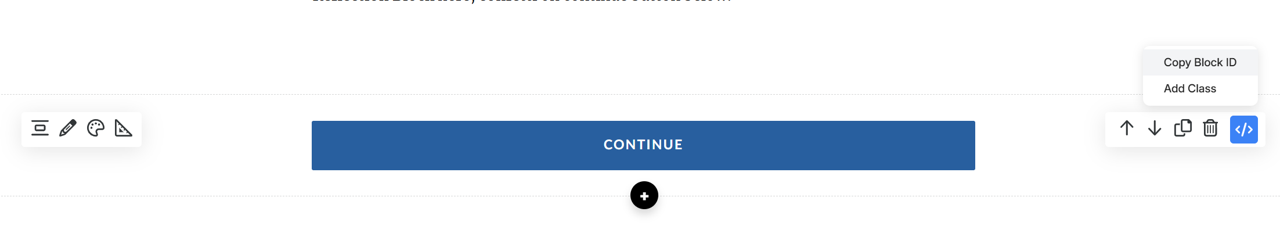 Screenshot of the new RiseOverride Copy Block ID and Add Class toolbar button in Rise